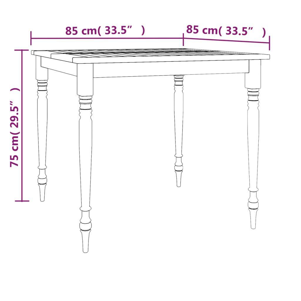 vidaXL Τραπέζι Batavia 85 x 85 x 75 εκ. από Μασίφ Ξύλο Teak