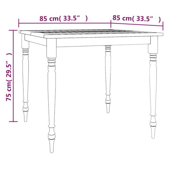 vidaXL Τραπέζι Batavia 85 x 85 x 75 εκ. από Μασίφ Ξύλο Teak
