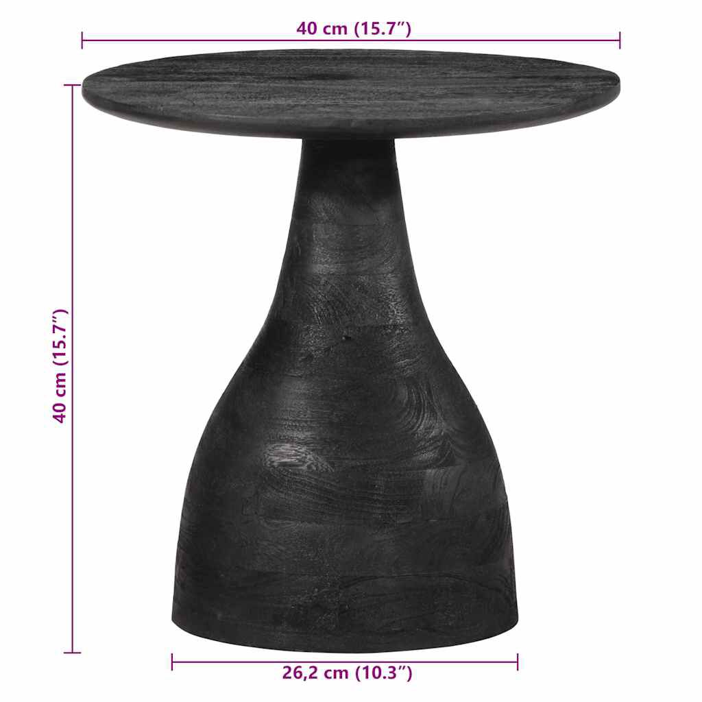 vidaXL Τραπεζάκι Μαύρο Ø40x40 cm από μασίφ ξύλο Mango