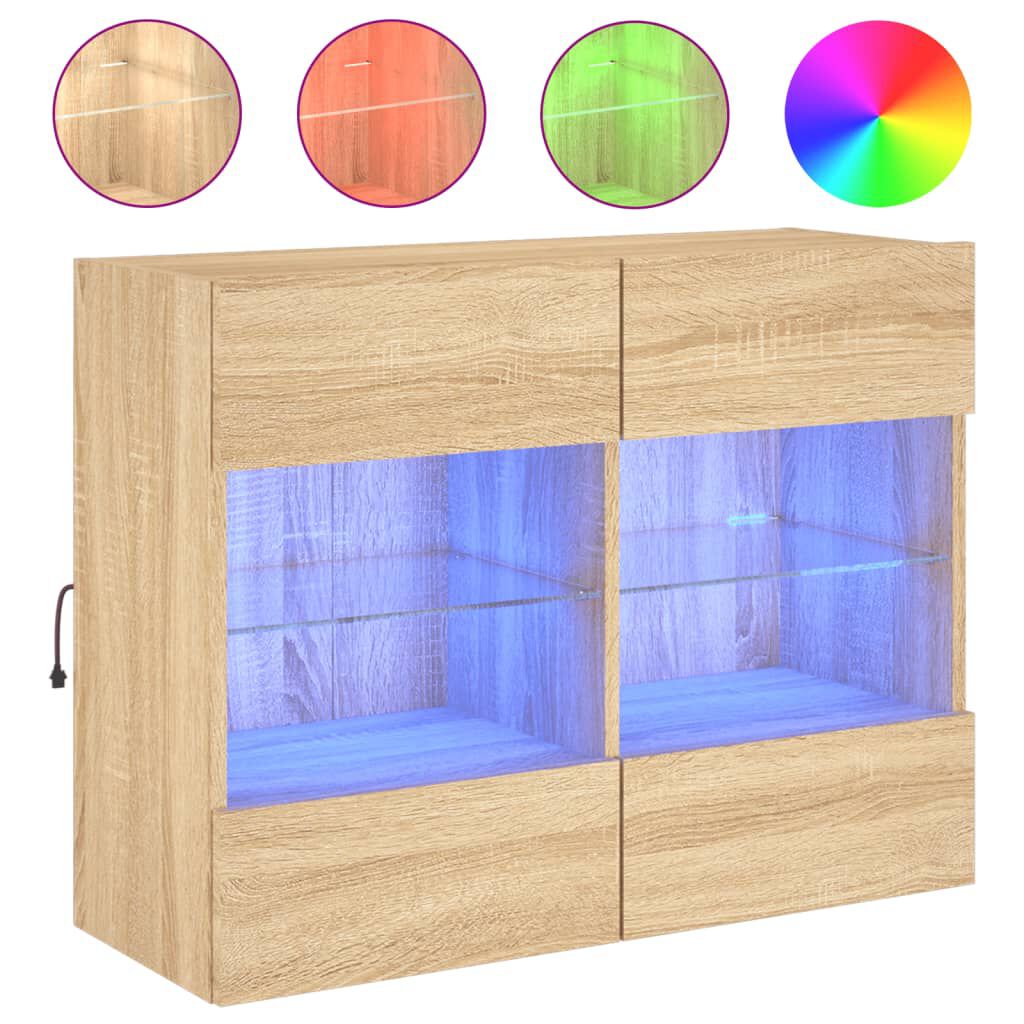 vidaXL Έπιπλο Τοίχου Τηλεόρασης με LED Sonoma Δρυς 78,5x30x60,5 εκ.