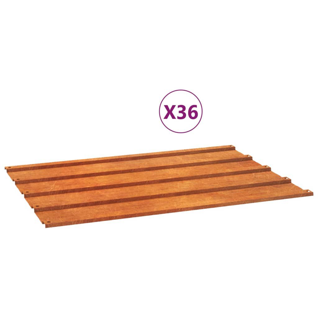 vidaXL Πάνελ Οροφής 36 τεμ. Σκουριασμ. 60x44εκ Ατσάλι Σκληρ. στον Αέρα