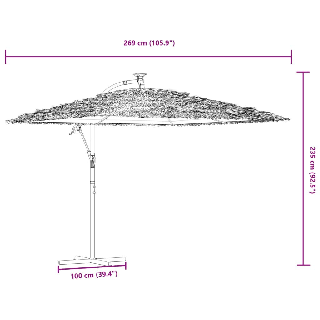 vidaXL Ομπρέλα Κήπου με LED/Ξύλινο Ιστό Χρώμα της Καφέ 269x269x235 εκ.