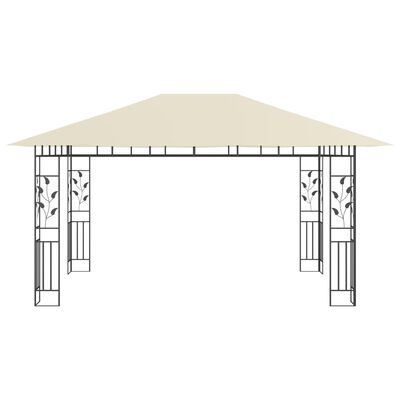 vidaXL Κιόσκι με Σήτα και Φωτάκια LED Κρεμ 4 x 3 x 2,73 μ.