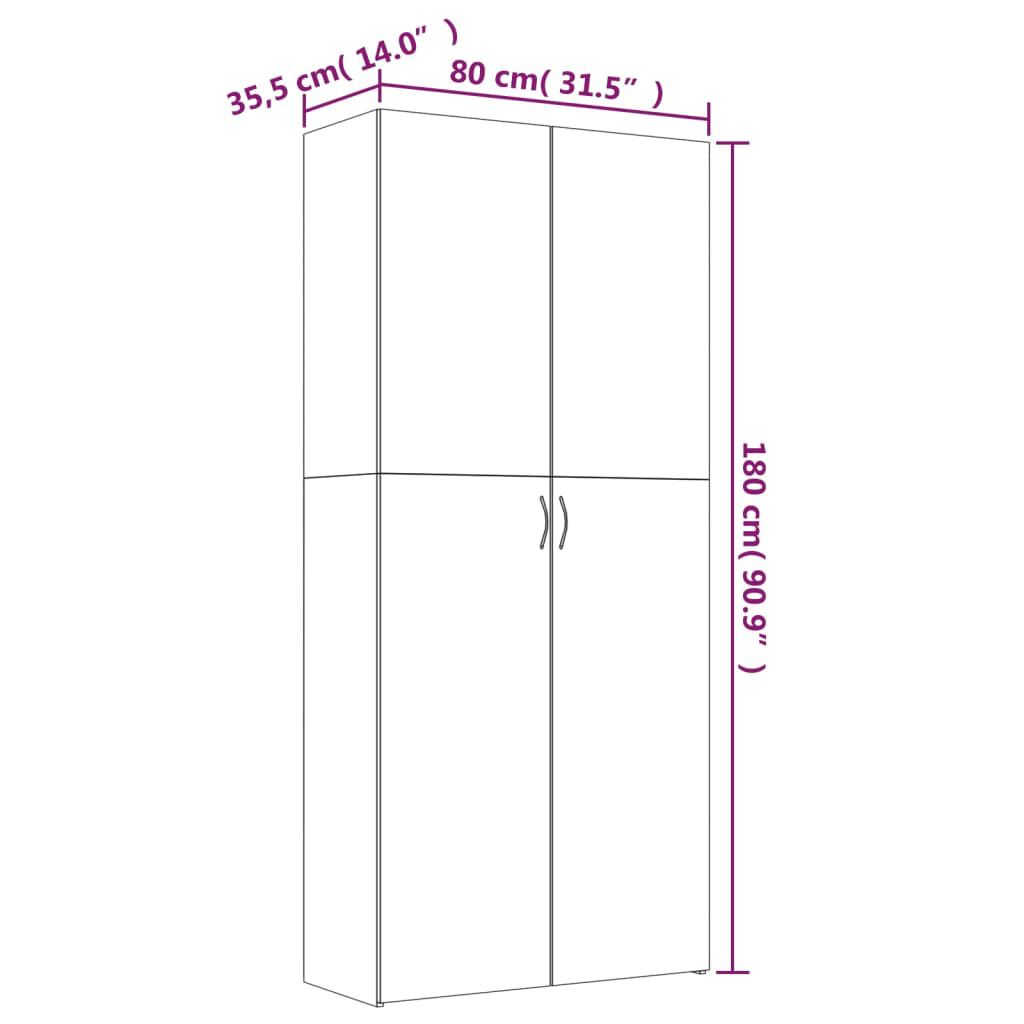 vidaXL Παπουτσοθήκη Καφέ Δρυς 80x35,5x180 εκ. από Επεξεργασμένο Ξύλο