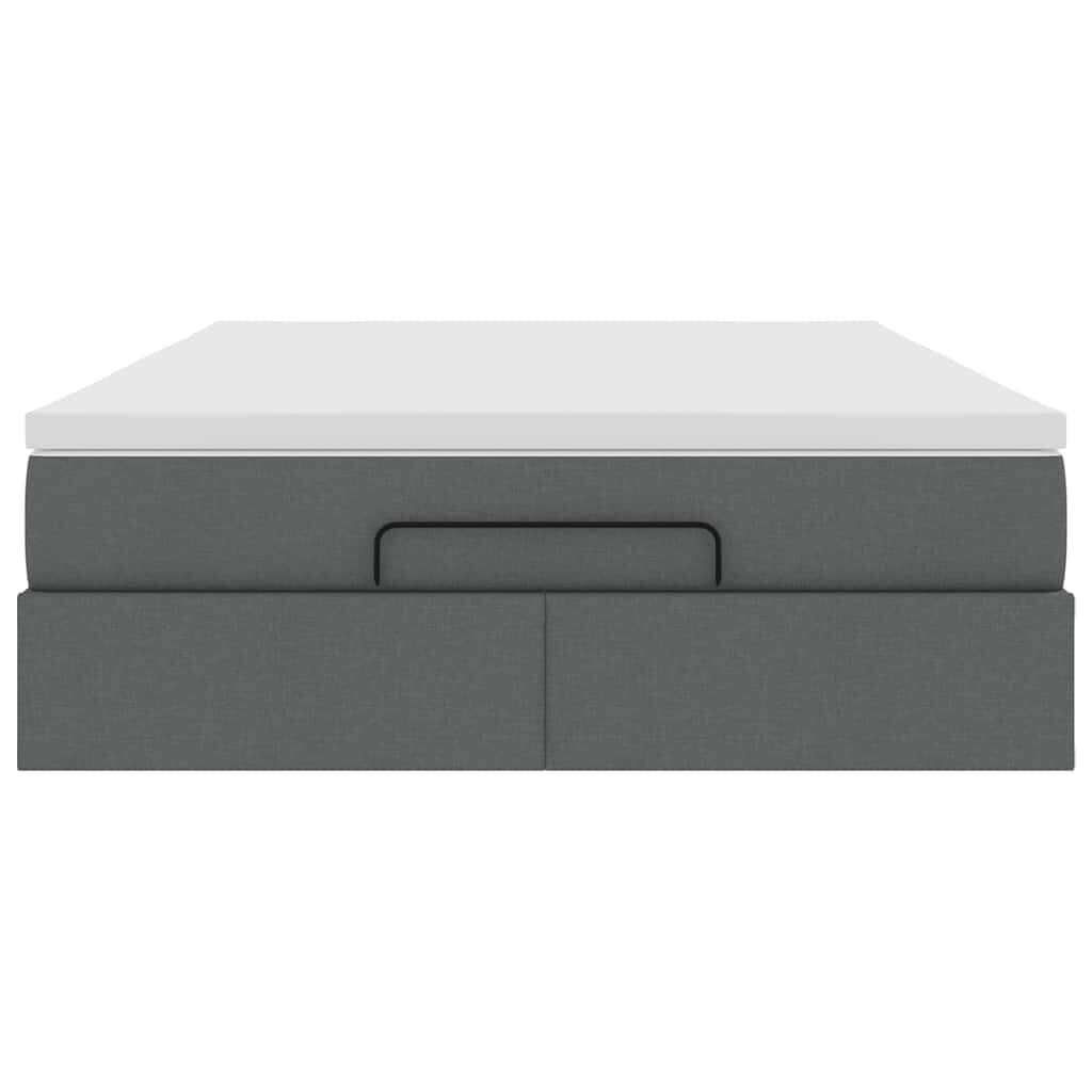 vidaXL Οθωμανικό κρεβάτι με στρώμα Σκούρο γκρι 140x200cm ύφασμα