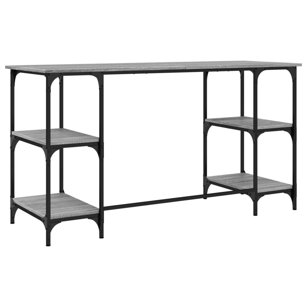 vidaXL Γραφείο Γκρι Sonoma 140x50x75 εκ. Μέταλλο & Επεξεργασμένο Ξύλο