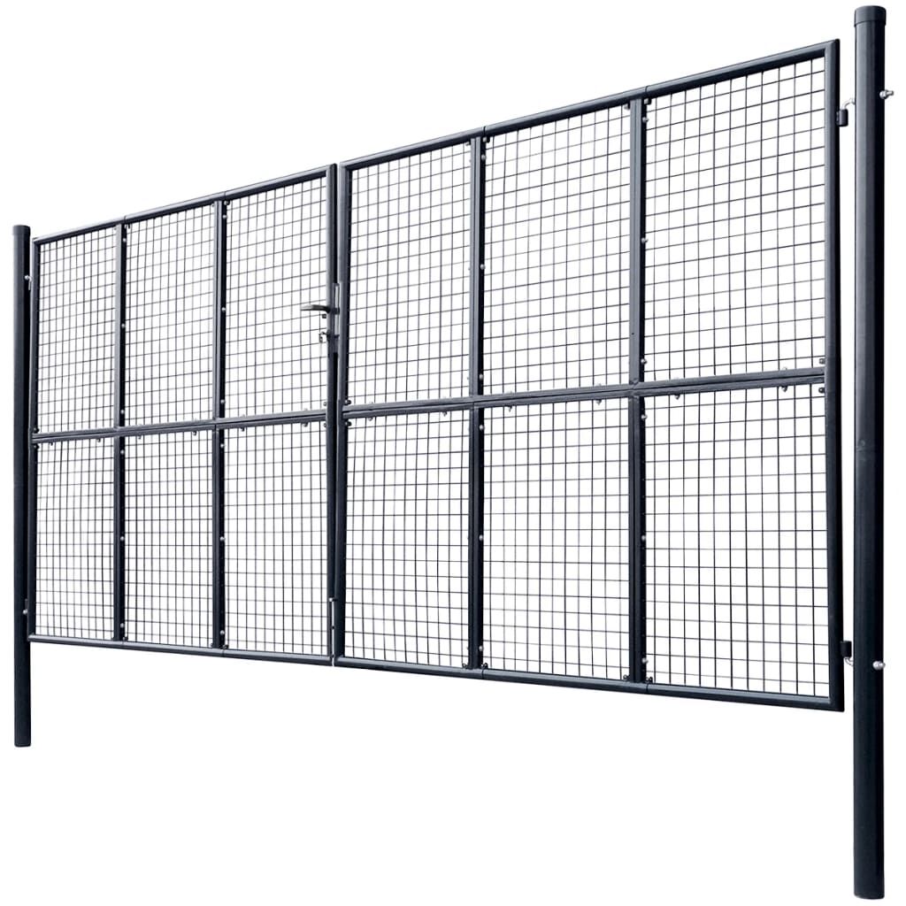 vidaXL Πόρτα Περίφραξης με Πλέγμα Γκρι 400 x 175 εκ. Γαλβαν. Χάλυβας