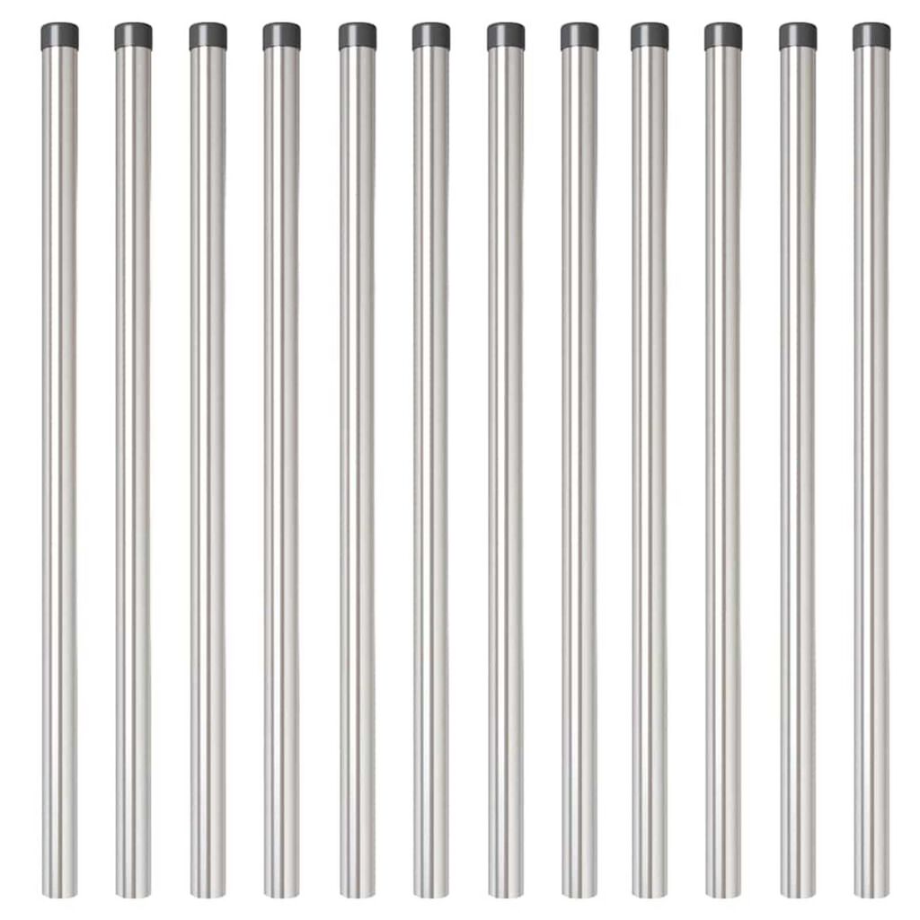 vidaXL Πό posts φράχτη 12 pcs Ασημί 100 cm Ατσάλι με Επικάλυψη Πούδρας