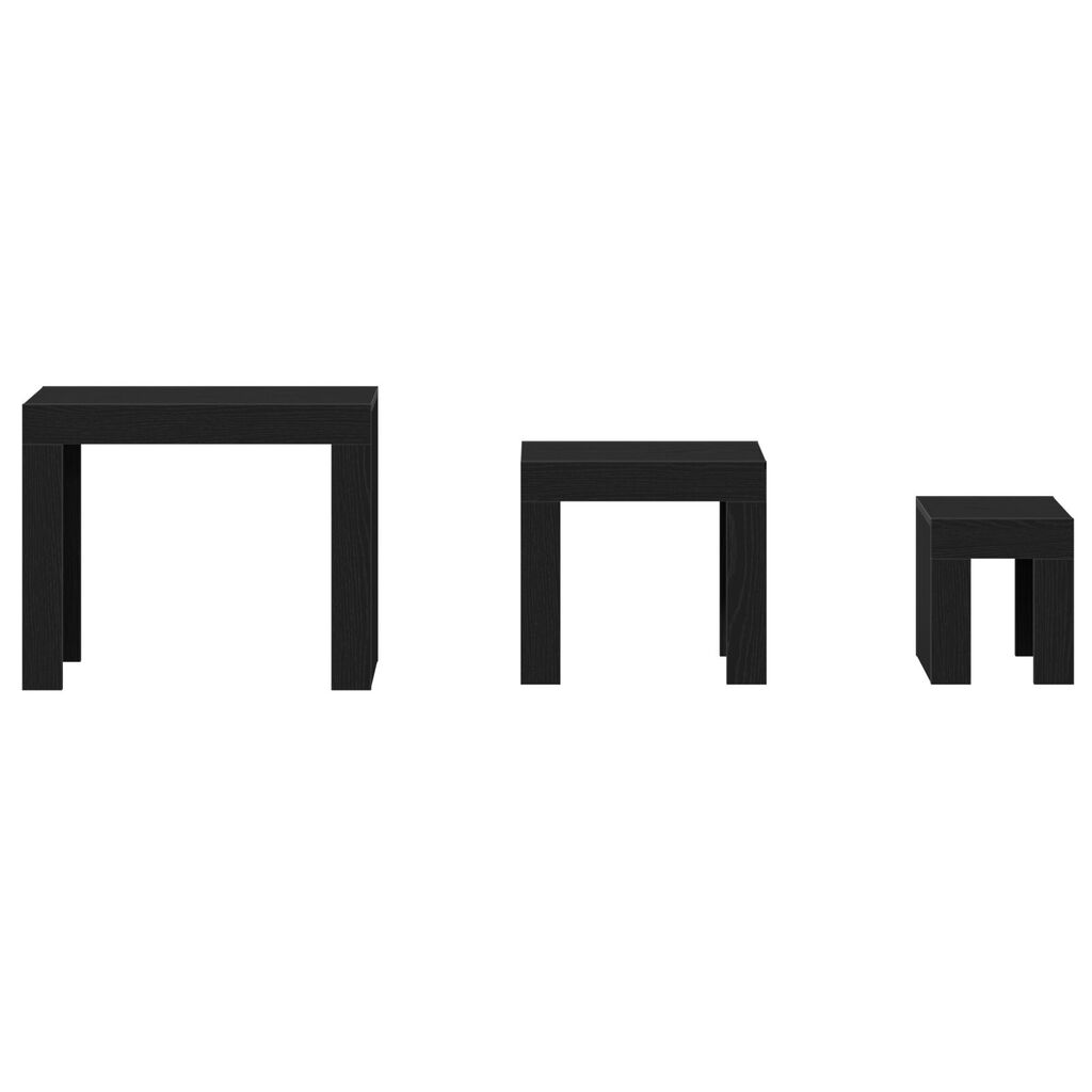 vidaXL Στοίβαξε καφέ τραπέζια 3 τμχ Μαύρο Δρυός Επεξεργασμένο Ξύλο