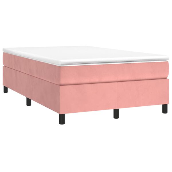 vidaXL Κρεβάτι Boxspring με Στρώμα Ροζ 120x190 εκ. Βελούδινο