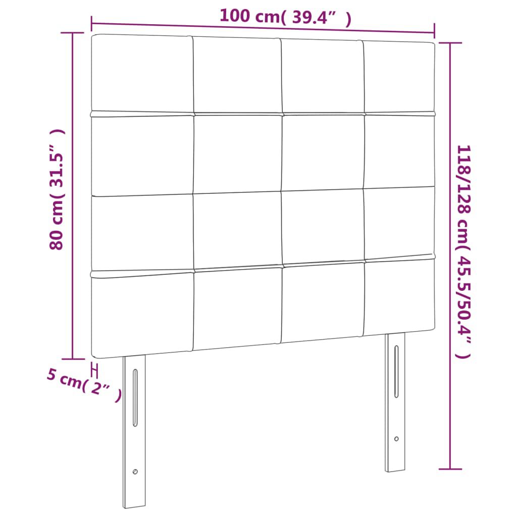 vidaXL Κεφαλάρια Κρεβατιού 2 τεμ.Αν. Γκρι 100x5x78/88 εκ. Υφασμάτινο