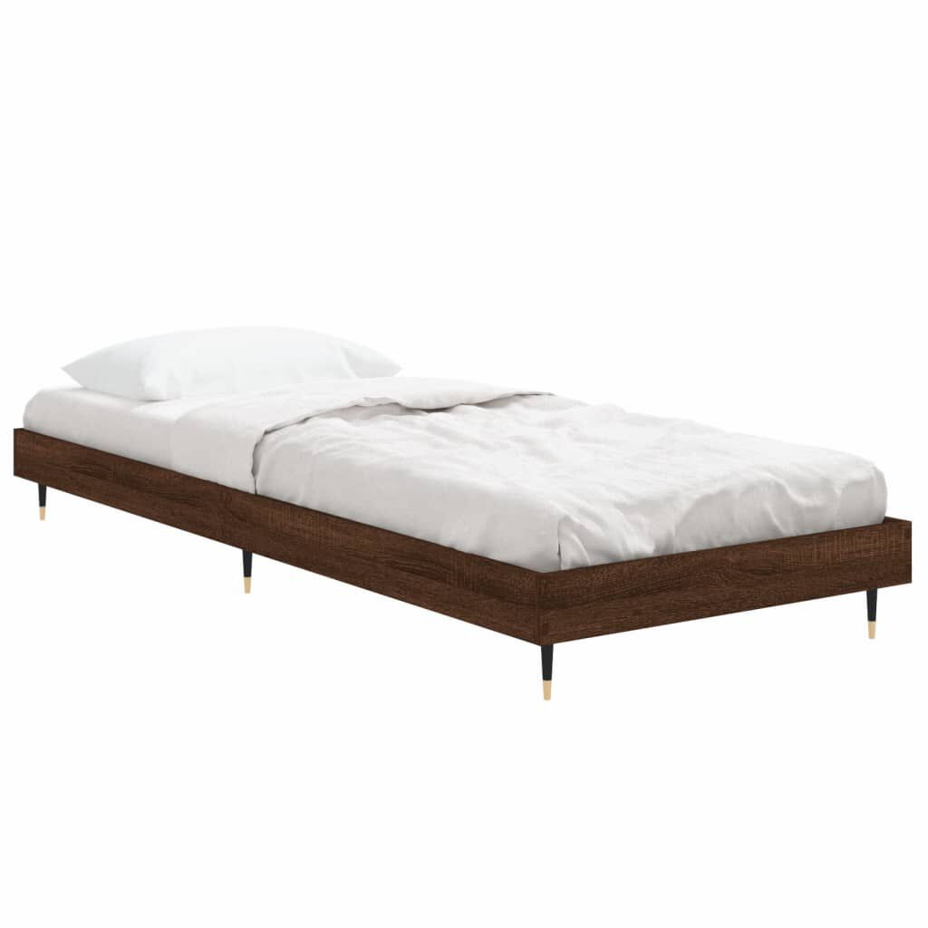 vidaXL Πλαίσιο Κρεβατιού Χωρ. Στρώμα Καφέ Δρυς 75x190εκ Επεξ. Ξύλο