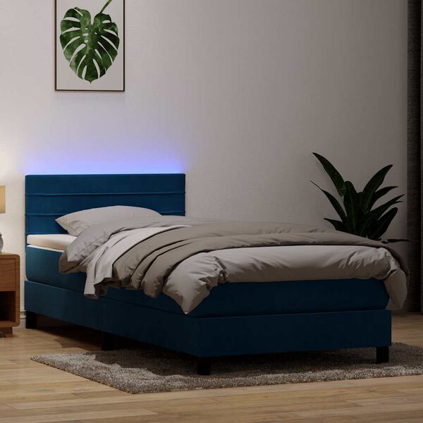 vidaXL &Kappa;&rho;&epsilon;&beta;ά&tau;&iota; Boxspring &mu;&epsilon; &Sigma;&tau;&rho;ώ&mu;&alpha; & LED &sigma;&kappa;&omicron;ύ&rho;&omicron; &mu;&pi;&lambda;&epsilon; 90x210 &epsilon;&kappa;. &Beta;&epsilon;&lambda;&omicron;ύ&delta;&iota;&nu;&omicron;