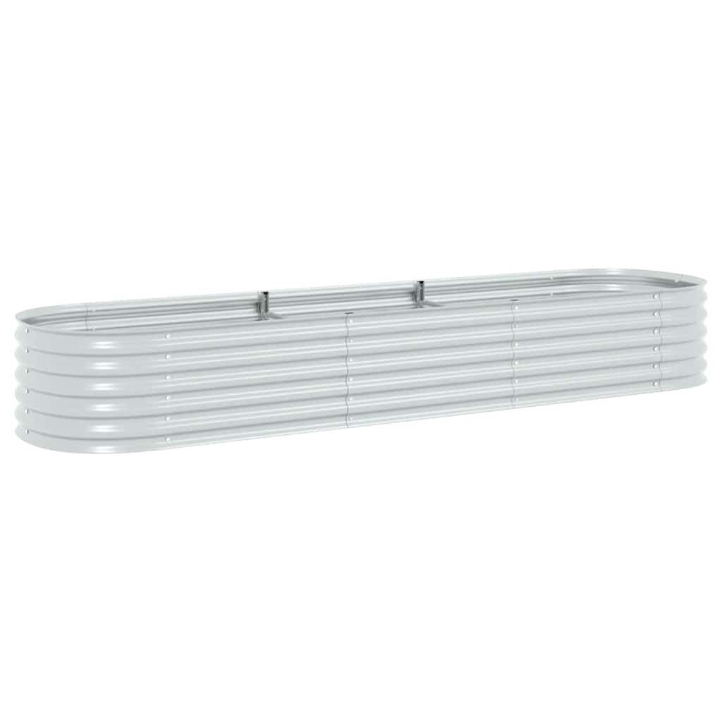 vidaXL Ζαρντινιέρα Υπερυψωμένη Ασημί 320x80x44 εκ. Γαλβανισμ. Χάλυβας