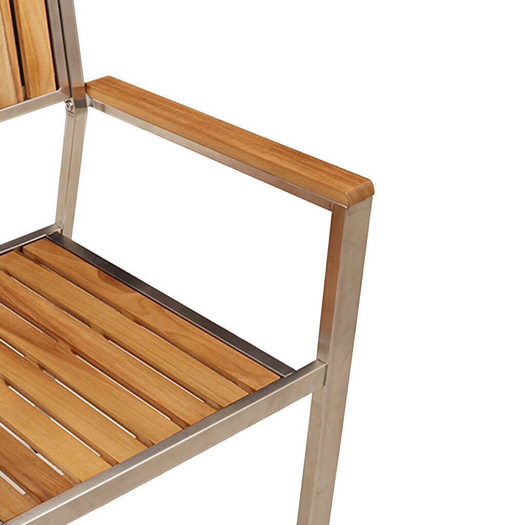 vidaXL Σετ Καρεκλών Κήπου Ασημί Ξύλο Teak Πρότυπο Εργονομικό