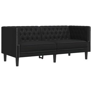 vidaXL Καναπές Chesterfield Μαύρο 174 x 74.5 x 70.5 εκ. Τεχνητό δέρμα