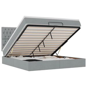 vidaXL Οθωμανικό κρεβάτι με στρώμα&LEDs Ανοιχτό γκρι 180x200cm ύφασμα