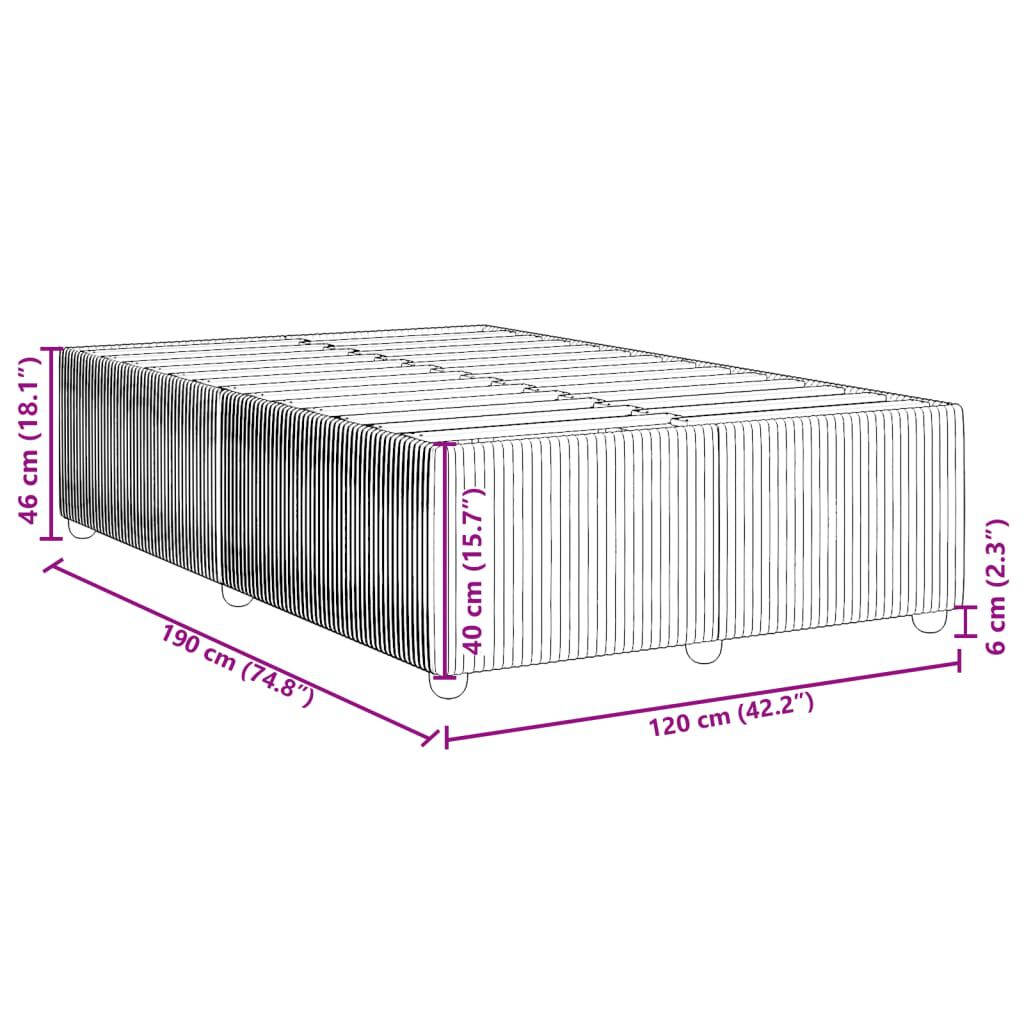 vidaXL Πλαίσιο Κρεβατιού χωρίς στρώμα Μπλε 120x190 εκ. Υφασμάτινο