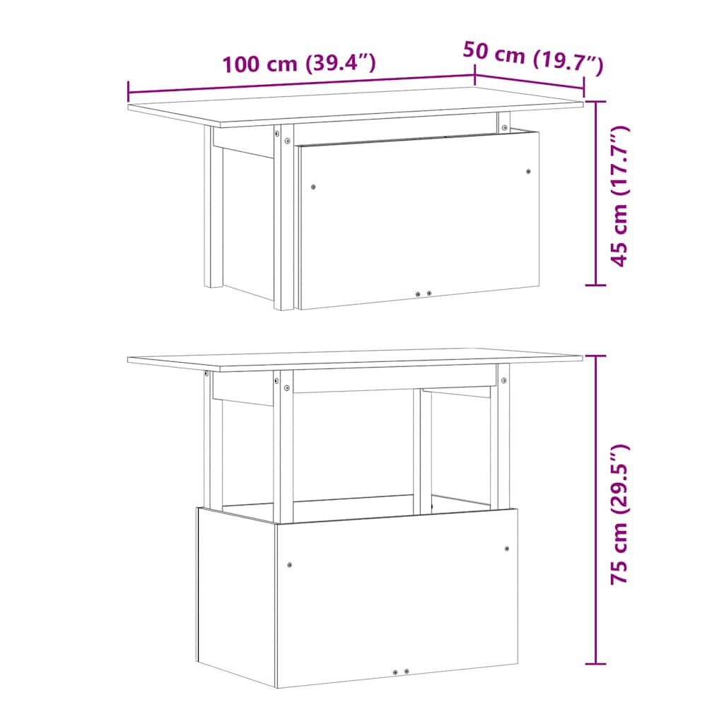 vidaXL Τραπέζι Κήπου Καφέ Κεριού 100x50x75 εκ. από Μασίφ Ξύλο Πεύκου