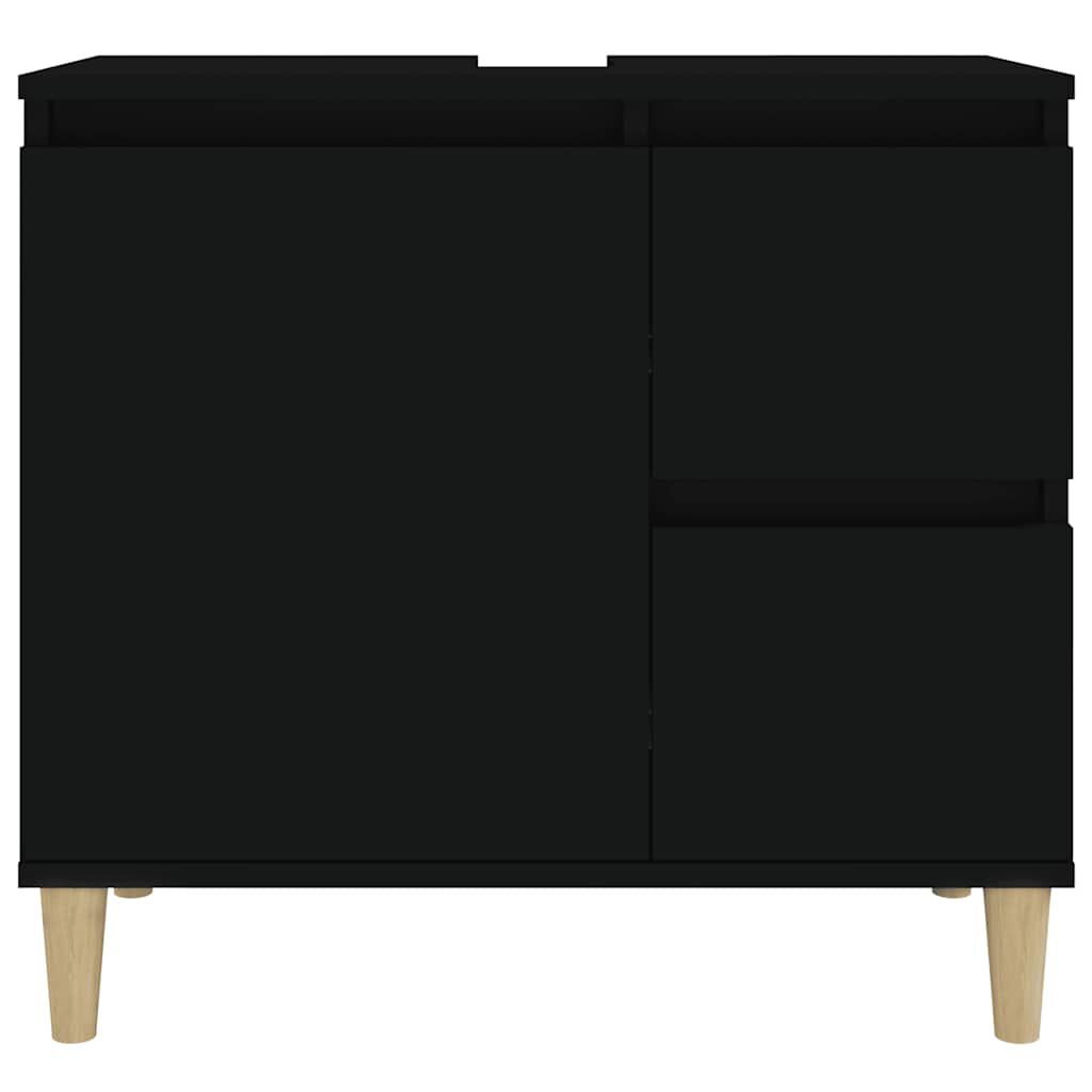 vidaXL Ντουλάπι Μπάνιου Μαύρο 65x33x60 εκ. Επεξεργασμένο Ξύλο