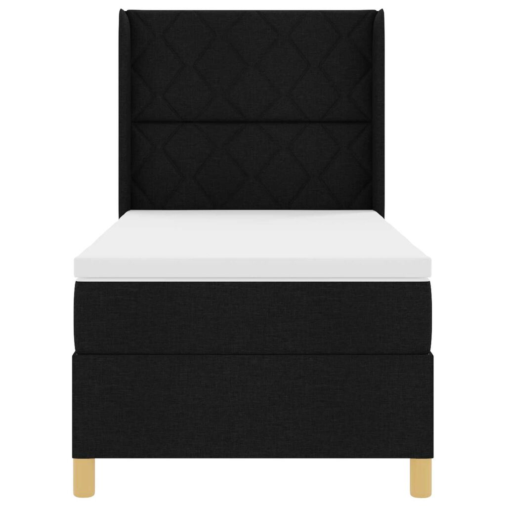 vidaXL Κρεβάτι με ελατήριο με στρώμα Μαύρο 100 x 200 cm ύφασμα