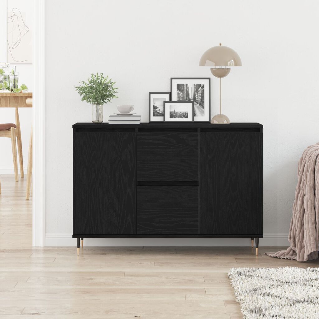 vidaXL Σύνθετο με Πόρτες & Συρτάρια Μαύρο Δρυς 101,5x35x70 εκ.