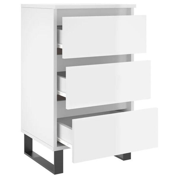 vidaXL Κομοδίνα 2 τεμ. Γυαλ. Λευκό 40x35x69 εκ. Επεξεργασμένο Ξύλο