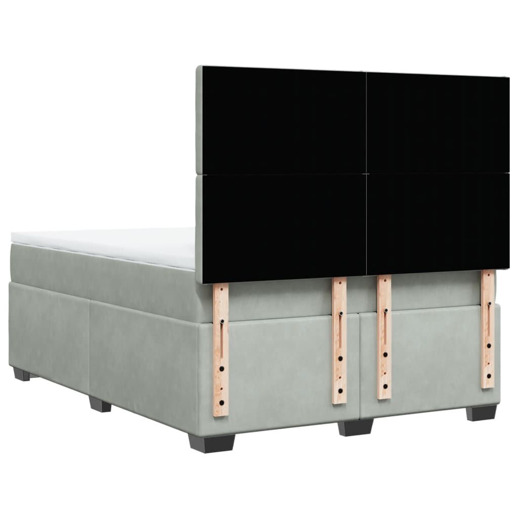 vidaXL Κρεβάτι Boxspring με Στρώμα Ανοιχτό Γκρι 160x200 εκ. Βελούδινο