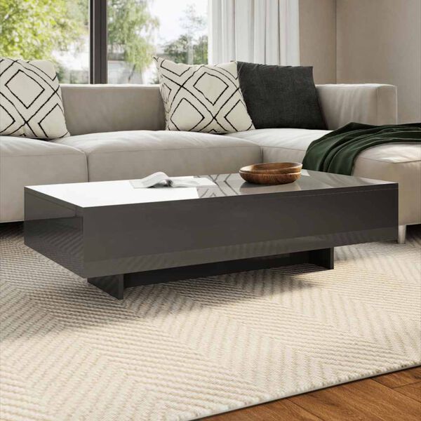 vidaXL Τραπεζάκι Σαλονιού Γυαλιστερό Γκρι 115 x 55 x 31 εκ. από MDF