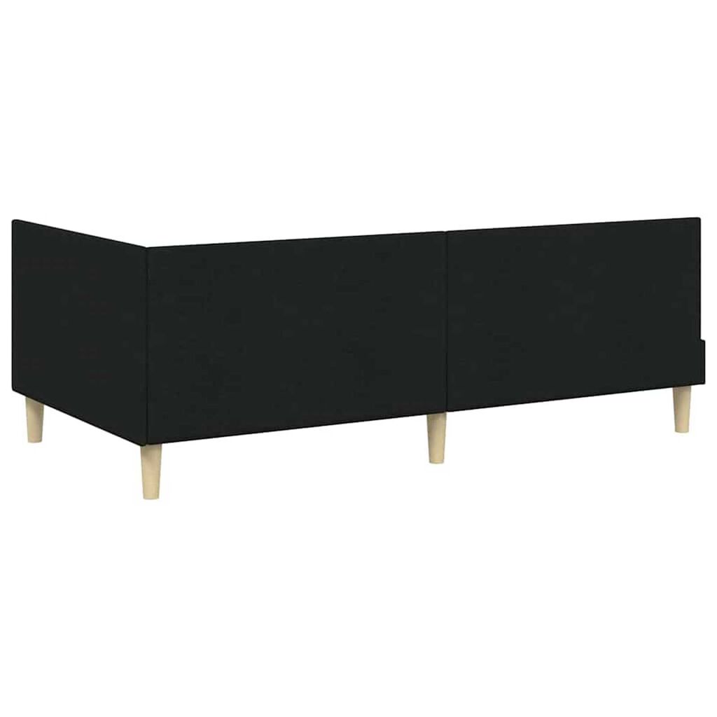vidaXL Κρεβάτι Γωνίας Άλλο Μαύρο 90 x 190 cm Ύφασμα και Έργο ξύλου