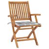 vidaXL Καρέκλες Κήπου 2 τεμ. από Μασίφ Ξύλο Teak & Γκρι Καρό Μαξιλάρια