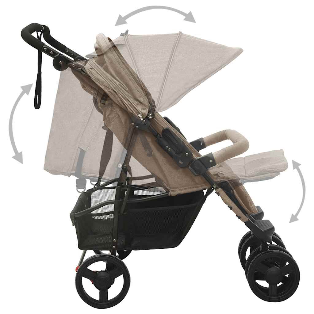 vidaXL Καρότσι Διδύμων Taupe Ατσάλινο