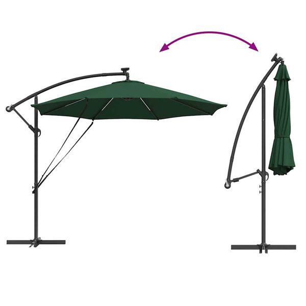 vidaXL Ομπρέλα Cantilever Banana Πράσινο 294 x 294 x 248 cm