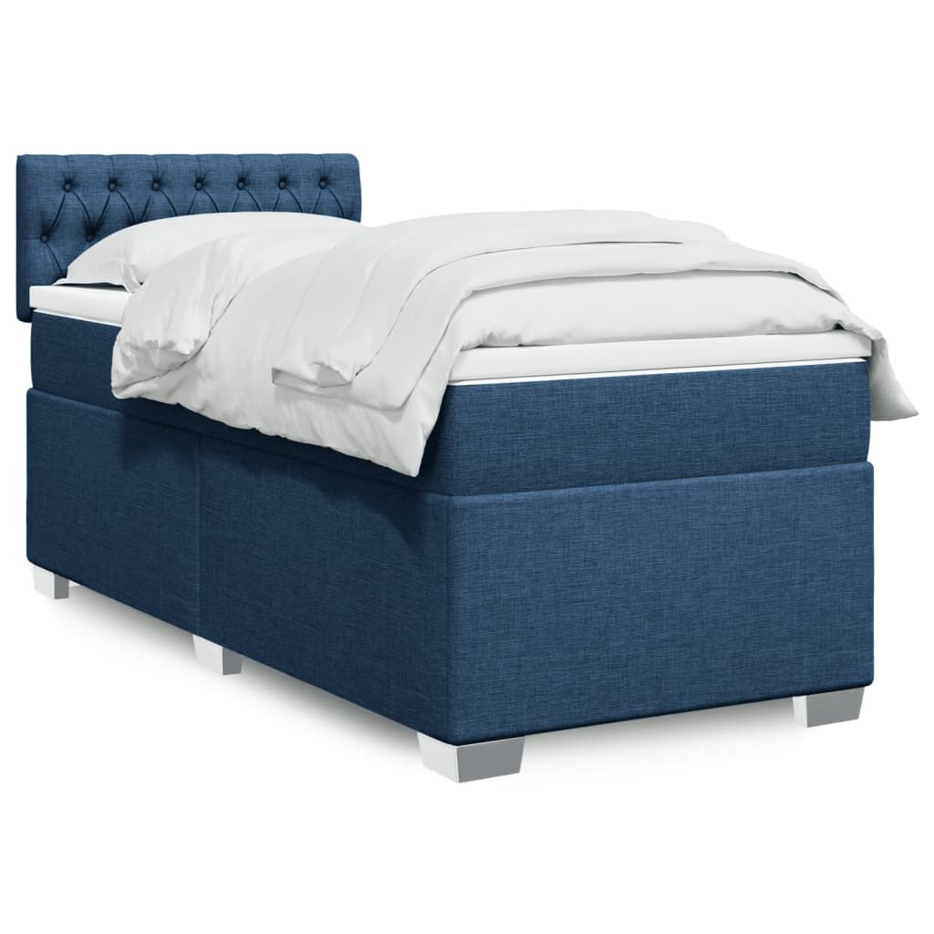 vidaXL Κρεβάτι Boxspring με Στρώμα Μπλε 80x200 εκ. Υφασμάτινο