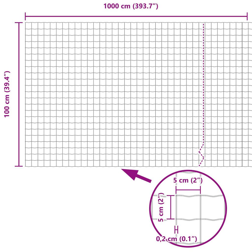 vidaXL Euro Fence 1x10 μ Γαλβανισμένο Ατσάλι