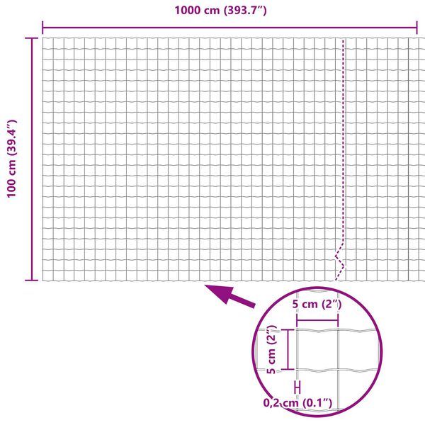 vidaXL Euro Fence 1x10 μ Γαλβανισμένο Ατσάλι