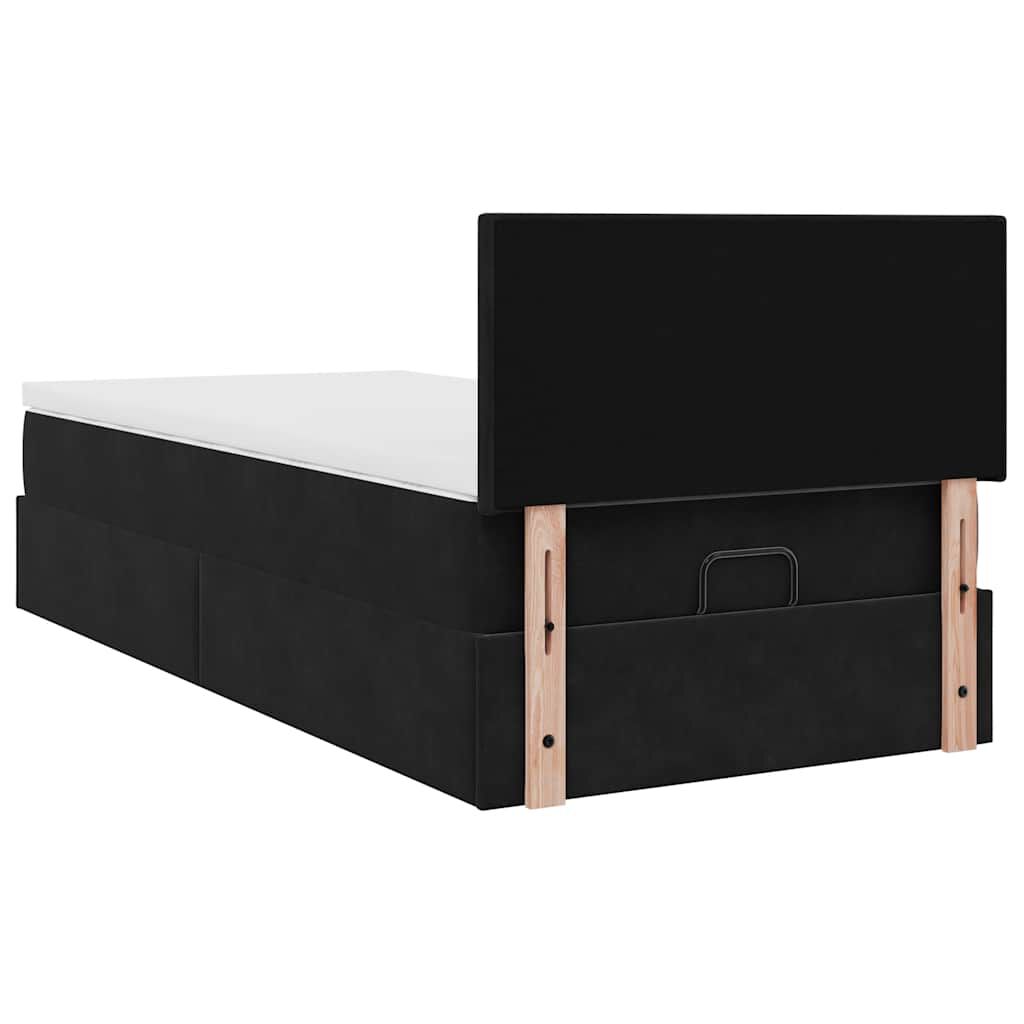 vidaXL Οθωμανικό κρεβάτι με στρώμα Μαύρο 90x190cm Velvet