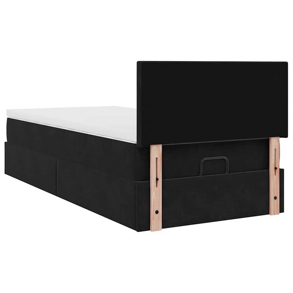 vidaXL Οθωμανικό κρεβάτι με στρώμα Μαύρο 90x190cm Velvet