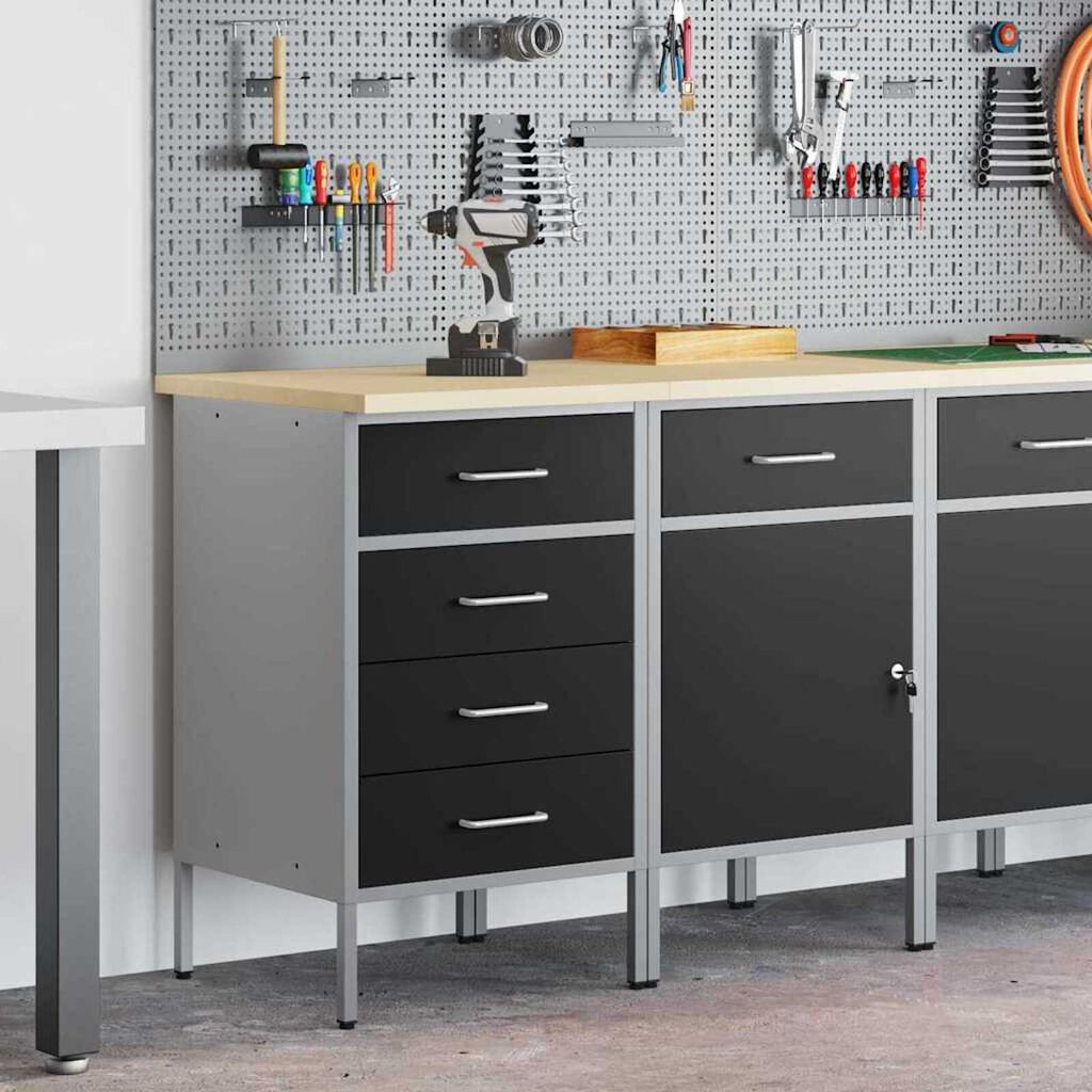 vidaXL Ντουλάπα Εργασίας 2 pcs Μαύρο και Γκρι 100 x 55 x 85 εκ.