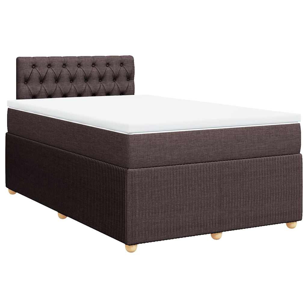 vidaXL Κρεβάτι Boxspring με Στρώμα Σκούρο Καφέ 120x200 εκ. Υφασμάτινο