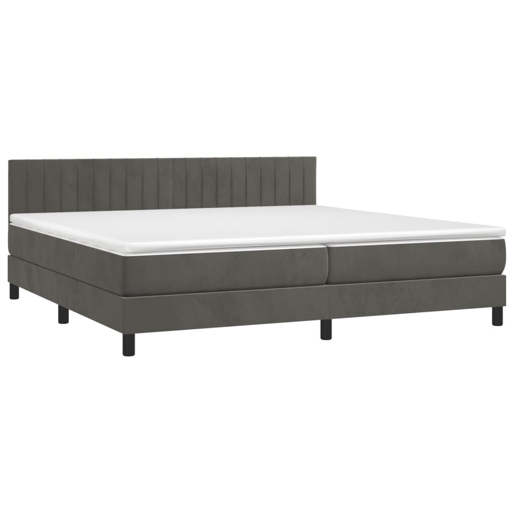 vidaXL Κρεβάτι Boxspring με Στρώμα Σκούρο Γκρι 200x200 εκ. Βελούδινο