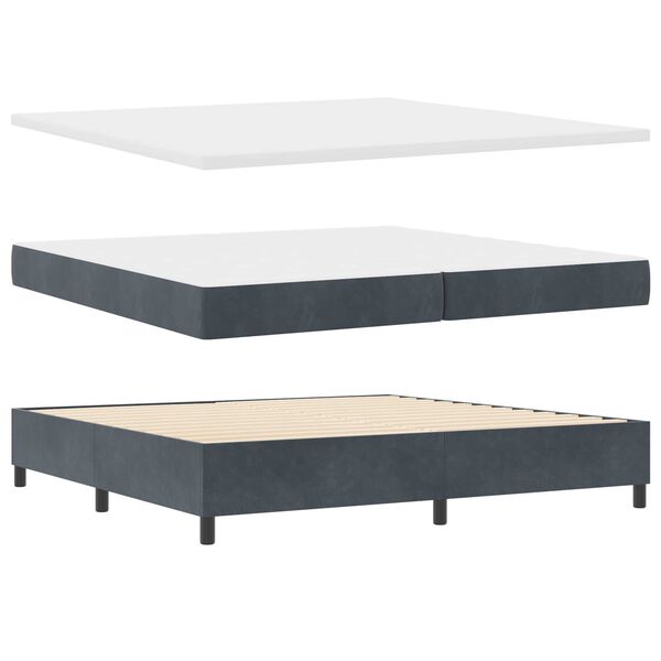 vidaXL Κρεβάτι με ελατήρια Σκούρο γκρι 200 x 200 cm Βελούδο