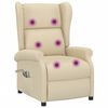 vidaXL Πολυθρόνα Μπερζέρα Μασάζ Ηλεκτρική Κρεμ Υφασμάτινη