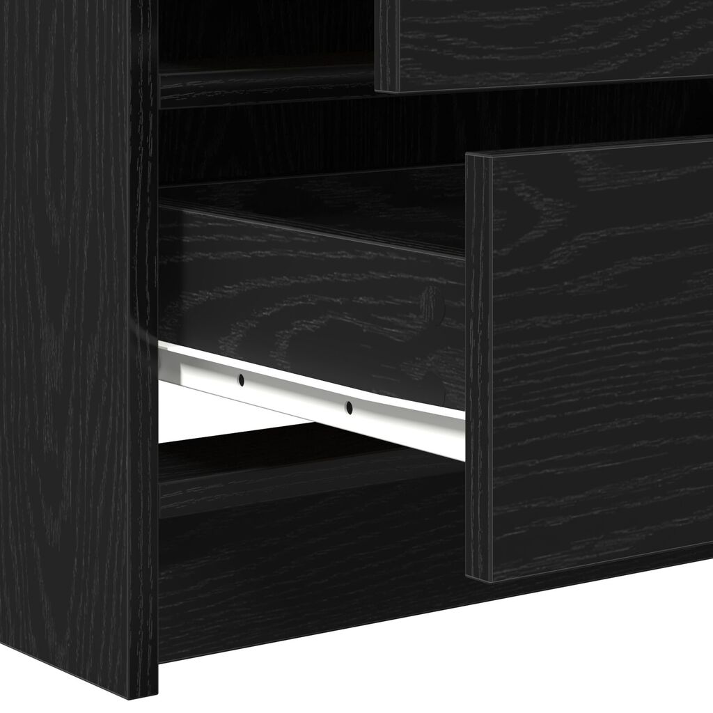 vidaXL Σετ Τραπέζι Ξένων 3 Τεμαχίων με LED Μαύρη Επεξεργασμένο Ξύλο
