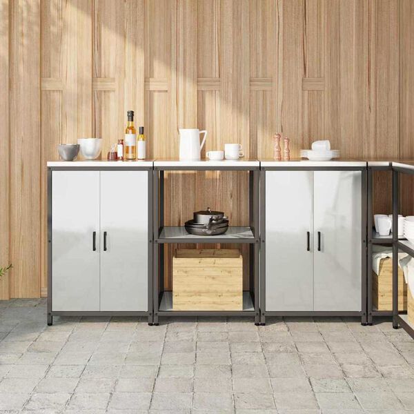 vidaXL Σετ Αποθήκευσης Κουζίνας με ράφι 3 pcs Ασημί 180 x 50 x 92 εκ.