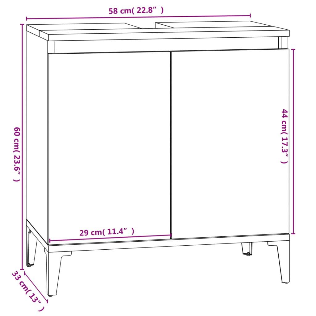 vidaXL Ντουλάπι Νιπτήρα Καφέ Δρυς 58x33x60 εκ. Επεξεργασμένο Ξύλο