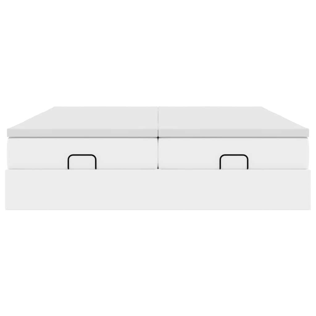 vidaXL Οθωμανικό κρεβάτι με στρώματα Λευκό 200x200cm Faux Leather