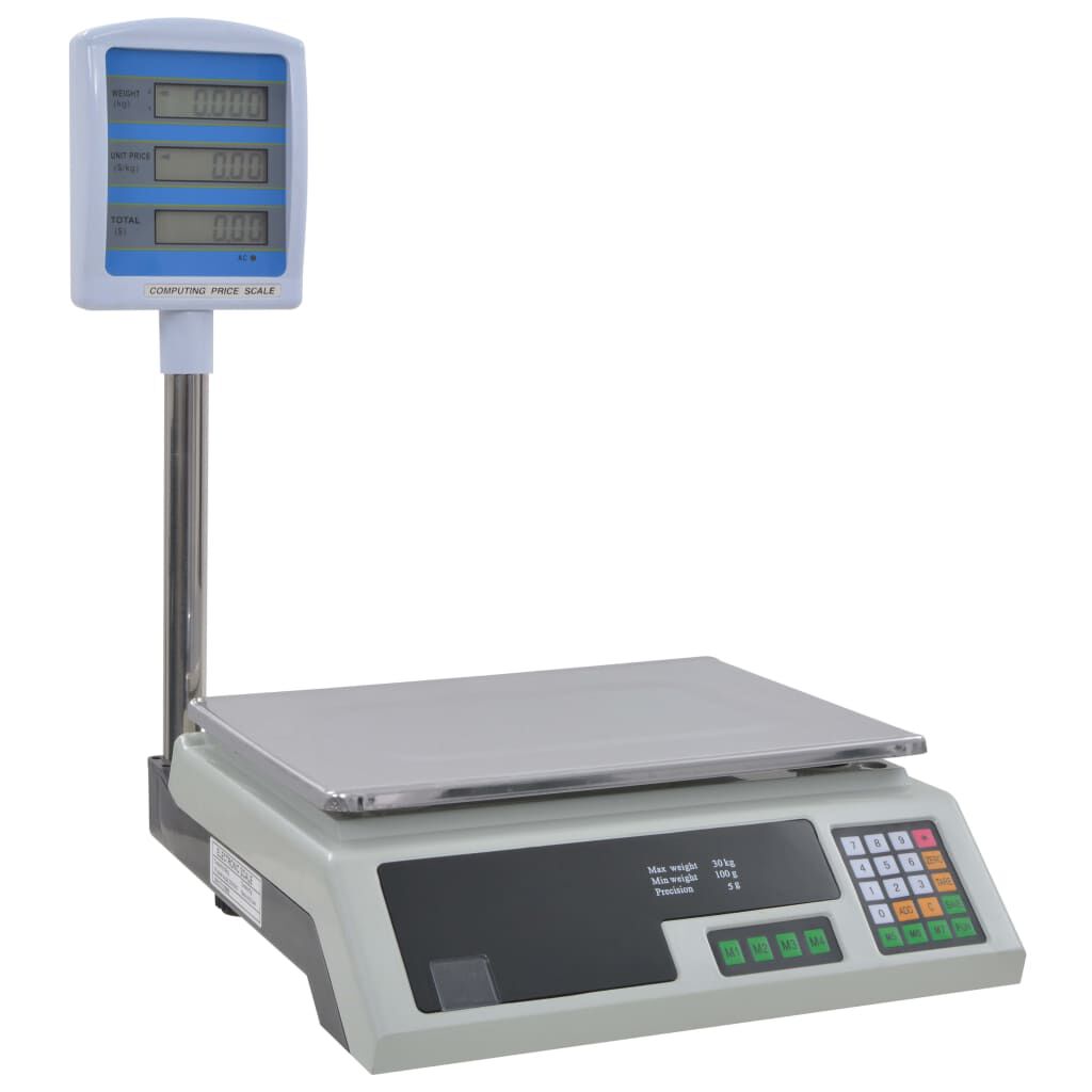 vidaXL Ζυγαριά Ηλεκτρονική 30 κ. με Οθόνη LCD
