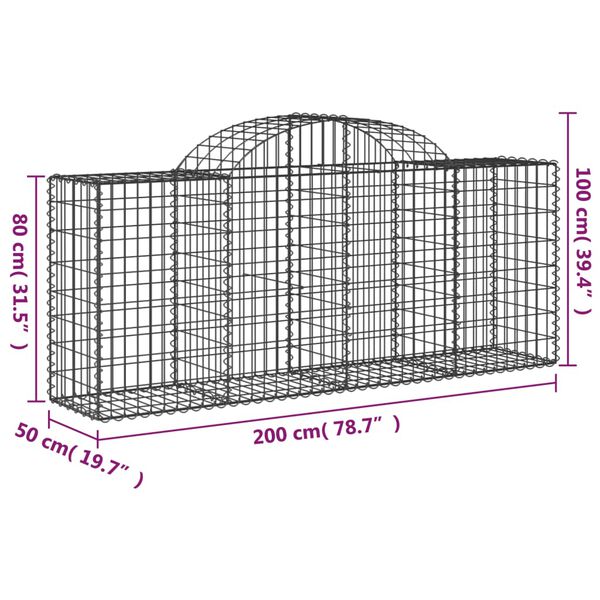 vidaXL Συρματοκιβώτια Τοξωτά 13 τεμ. 200x50x80/100 εκ. Γαλβαν. Ατσάλι