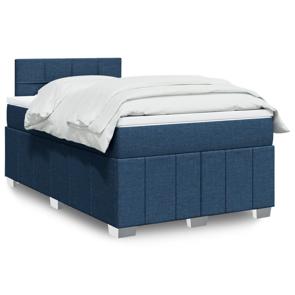 vidaXL Κρεβάτι Boxspring με Στρώμα Μπλε 120x190 εκ. Υφασμάτινο